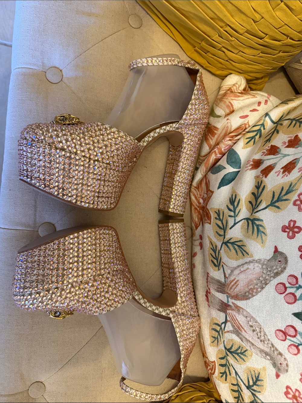 Kurt Geiger Pink Crystal Embellished Ankle-Strap Heels - Picture 4 of 7